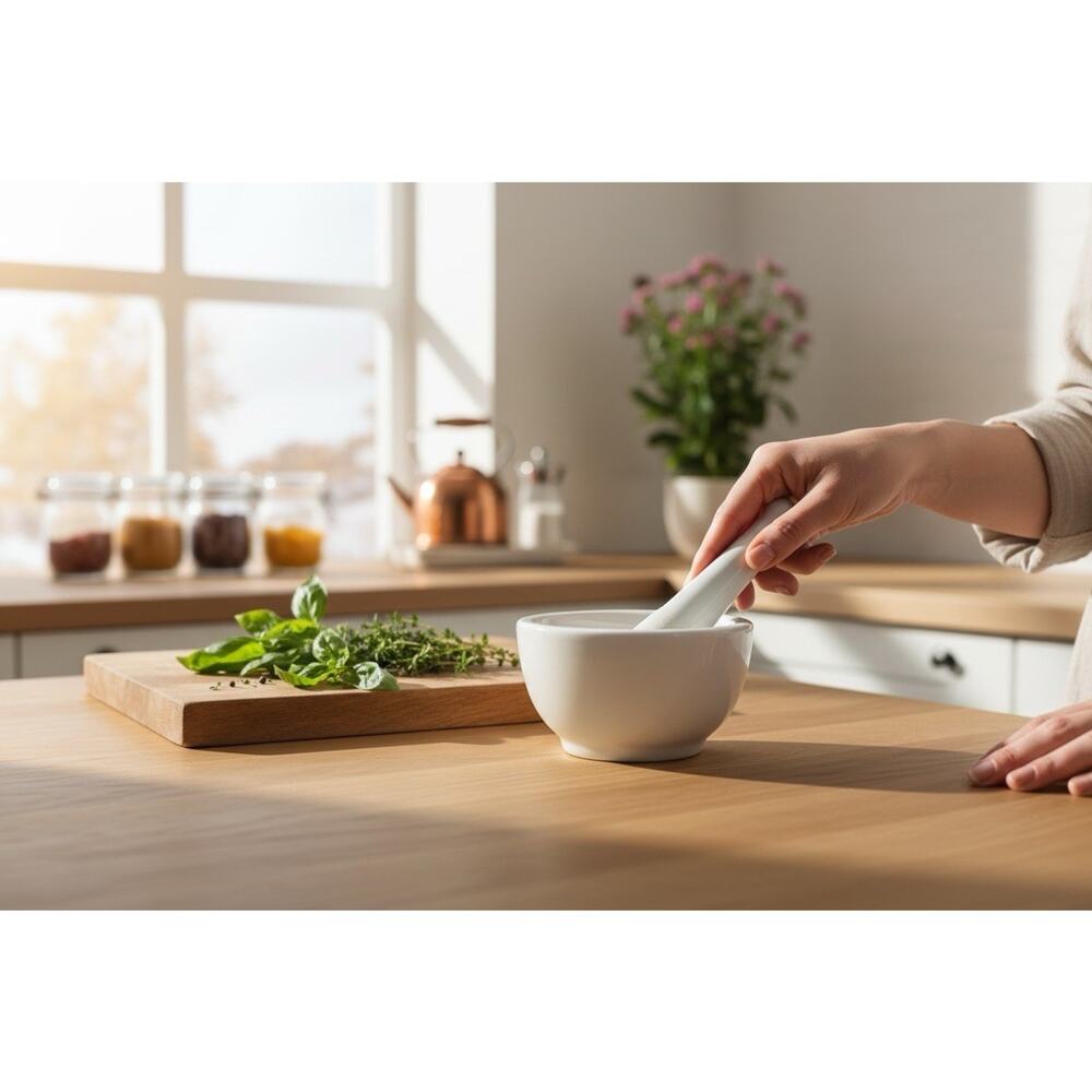 White Porcelain Mortar & Pestle Set, 5oz - Unglazed Grinding Surface Unbranded - Picture 16 of 16